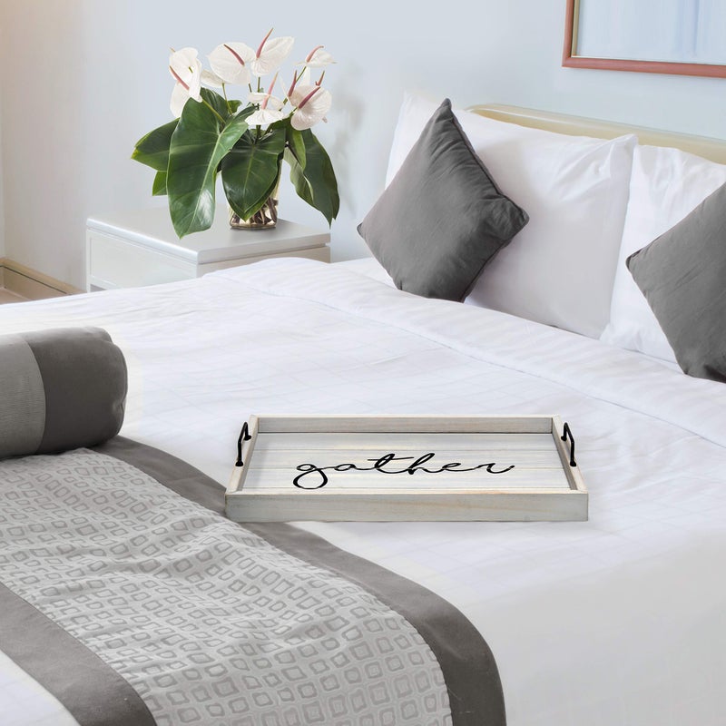 Elegant Designs HG2000-GGH Decorative Wood Serving Tray w/Handles, 15.50" x 12", Gather - Image 4